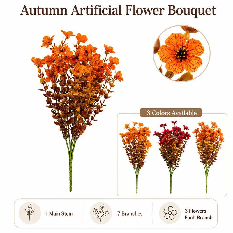 Supplier reference showing the artificial flower stem and autumn colors